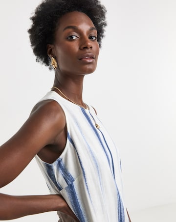 Linen Mix Collared Tunic Dress