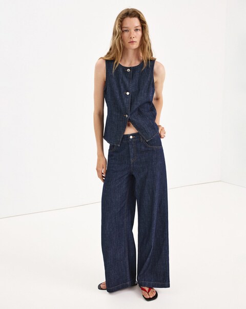 Mango Wide Leg Rinse Wash Jeans