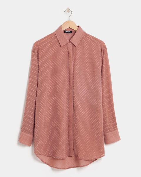 Simply Be Rose Textured Dobby Shirt with Pearl Detail