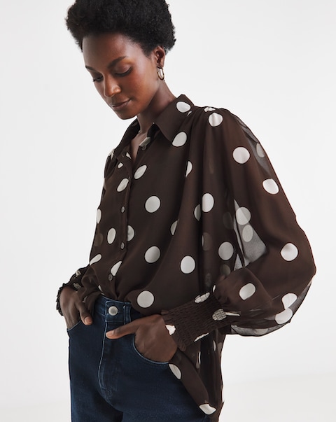 Printed Georgette Volume Sleeve Blouse