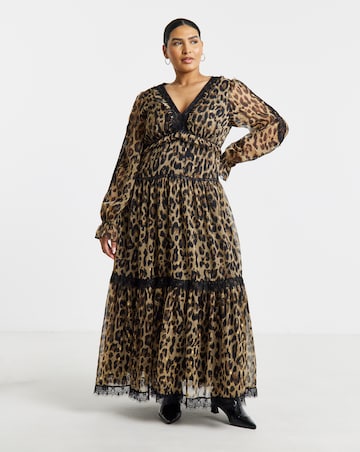 Simply Be Foil Spot Leopard Print Maxi Dress