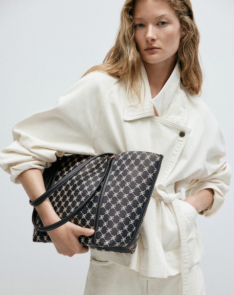 Mango Printed Logo Shopper Bag