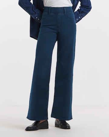 Indigo Stretch Wide Leg Pull On Jeggings