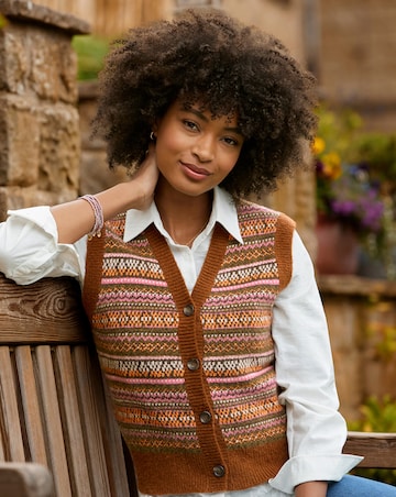 Joe Browns Autumn Days Fairisle Button Through Knitted Vest
