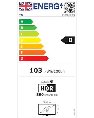 TCL 85C6K-UK 85in 4K Mini LED HDR Smart Fire TV with Freely