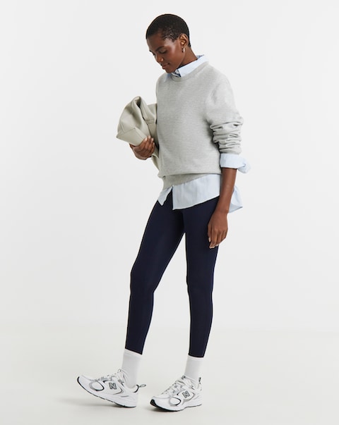 Navy Jersey High Waisted Leggings
