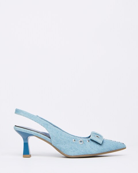 Delia Eyelet Detail Slingback Point Court Shoes - Extra Wide Fit (EEE)