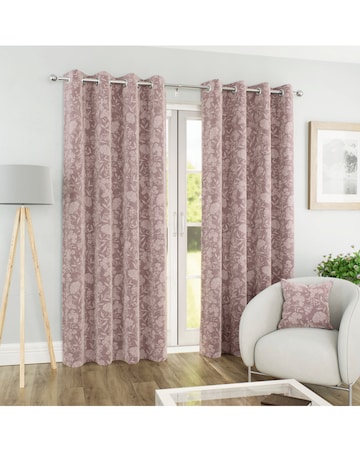 Cuba Floral Print Eyelet Curtain
