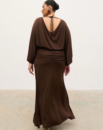 Pretty Lavish Riven Jersey Ruched Waist Maxi Dress