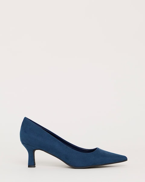 Heavenly Soles Kirsten Pointed Toe Kitten Heel Shoes - Extra Wide Fit (EEE)