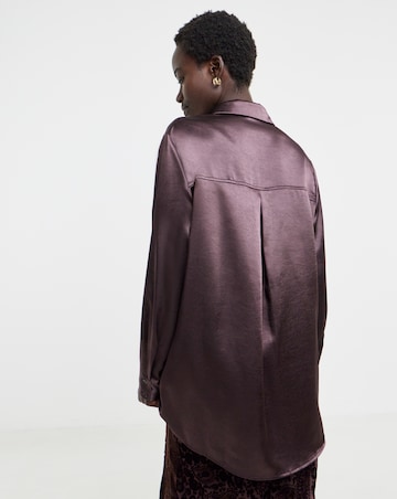 Berry Liquid Satin Oversized Shirt