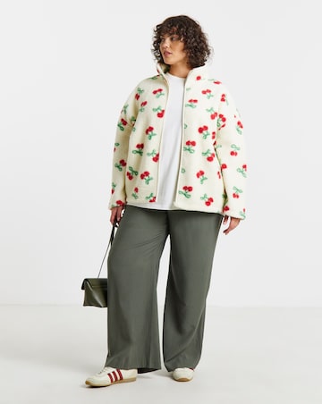 Simply Be Cherry Print Zip Through Borg