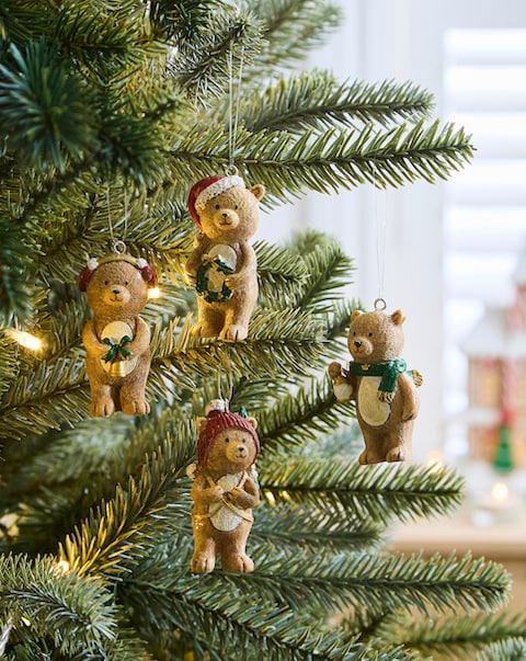 Gisela Graham Bear Hanging Decorations - Set of 4