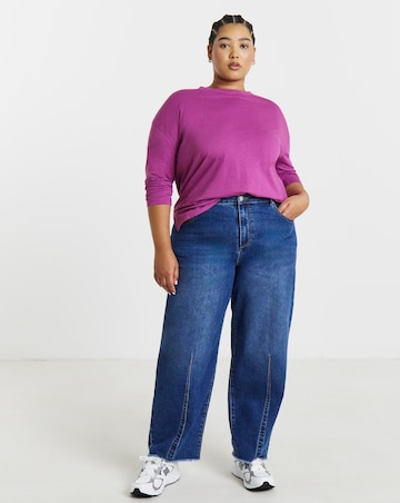 Simply Be Purple Long Sleeve Boyfriend T-Shirt
