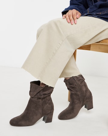 Gabby Soft Ruched Block Heel Ankle Boots - Extra Wide Fit (EEE)