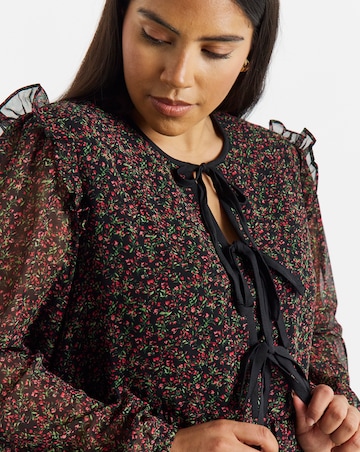 Ditsy Print Bow Detail Skater Dress