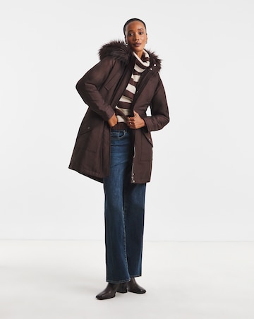 Chocolate Faux Fur Lined Parka Coat
