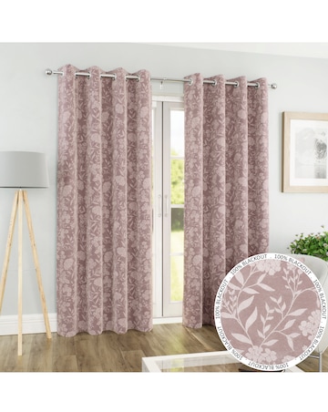 Cuba Floral Print Eyelet Curtain