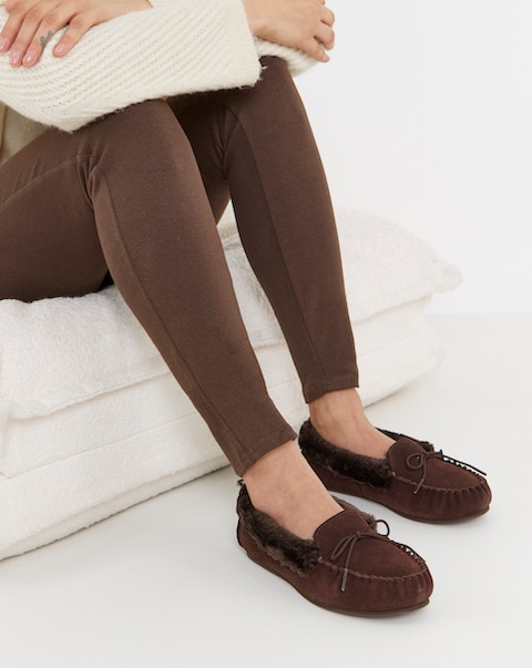 Fiora Classic Moccasin Slippers - Wide Fit (E)