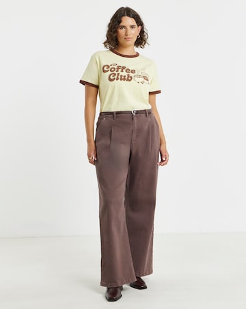 Simply Be Cream And Chocolate Coffee Club Slogan Ringer T-Shirt