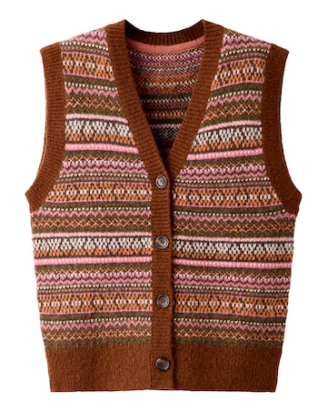 Joe Browns Autumn Days Fairisle Button Through Knitted Vest