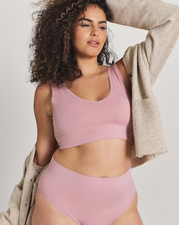 Pretty Secrets Lace Trim Longline Comfort Bra Pink