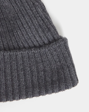 Lacoste Rib Knit Brushed Wool Beanie - Dark Grey