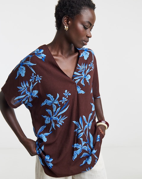 Printed Crinkle Tunic