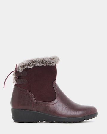 Cushion Walk Faux Fur Cuff Laced Back Boots - Wide Fit (E)