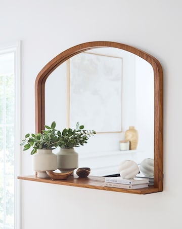 Lana Wooden Wall Mirror with Shelf