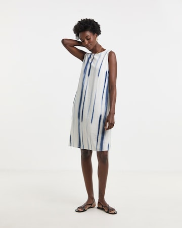 Linen Mix Collared Tunic Dress
