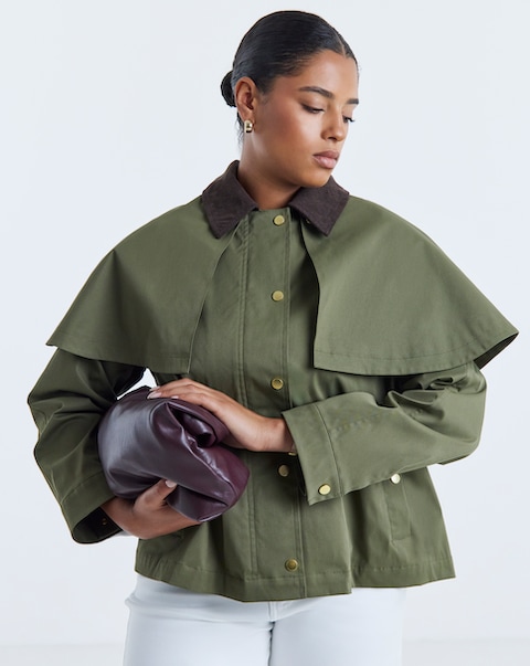 Cord Collar Detachable Cape Jacket