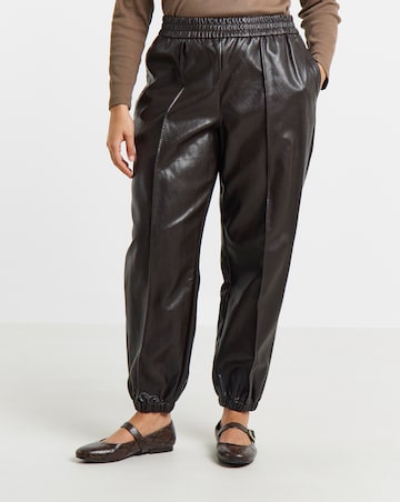 Simply Be Chocolate PU Balloon Trouser Co Ord