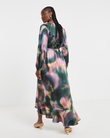 Flounce London Swirl Print Wrap Midaxi Dress
