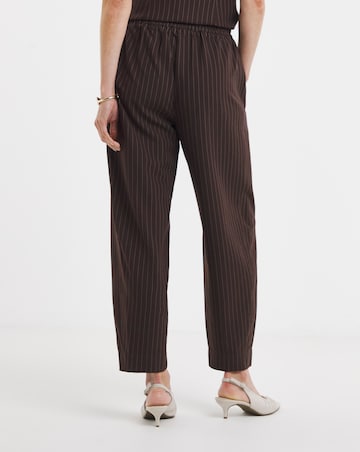 Chocolate Pinstripe Barrel Leg Trousers