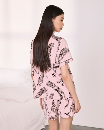 Chelsea Peers Short Sleeve Leopard Revere Shortie Pyjama Set