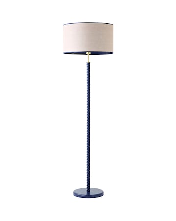 ValueLights Amara Navy Twist Floor Lamp with Colour Match Inner Shade