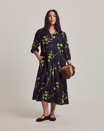 Julipa Petite Navy Printed Midi Dress