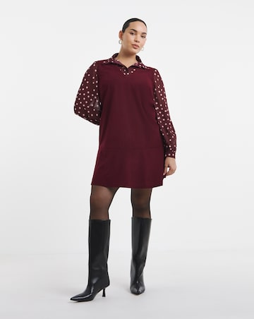 Simply Be Burgundy 2 in 1 Flippy Dress