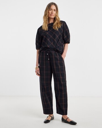 Navy Check Tie Waist Barrel Leg Trouser Co-ord
