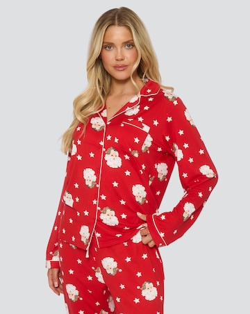 Loungeable Christmas Santa Super Soft Long Sleeve Button Through Pyjama Set