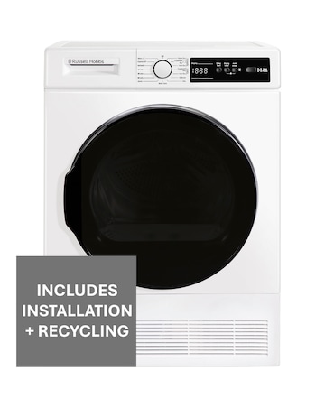 Russell Hobbs RH8CTD111W 8kg Condenser Tumble Dryer White + Install