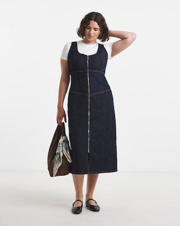 Indigo Denim Fitted Midaxi Dress