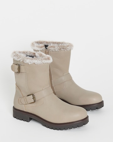 Dorinda Leather Faux Fur Ankle Boots - Extra Wide Fit (EEE)