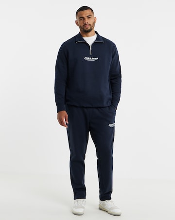 Jack & Jones Vesterbro Quarter Zip Sweat Top and Pants Set - Navy