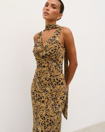 Pretty Lavish Arden High Cowl Scarf Leopard Print Maxi Dress