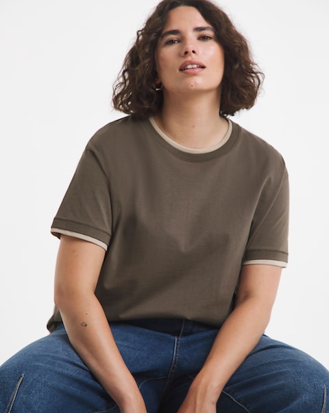 Simply Be Chocolate & Oat Double Layer T-Shirt