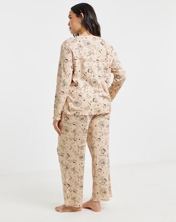 Pretty Secrets Coffee Print Pointelle Rib Pyjama Set