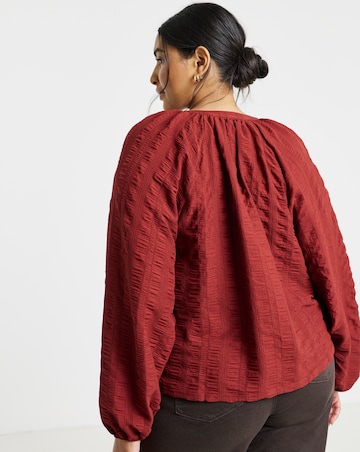 Simply Be Rust Textured Fabric Long Sleeve Top