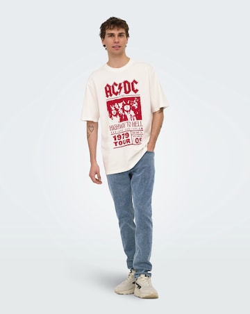 Only & Sons ACDC Relaxed Fit T-Shirt - Off White